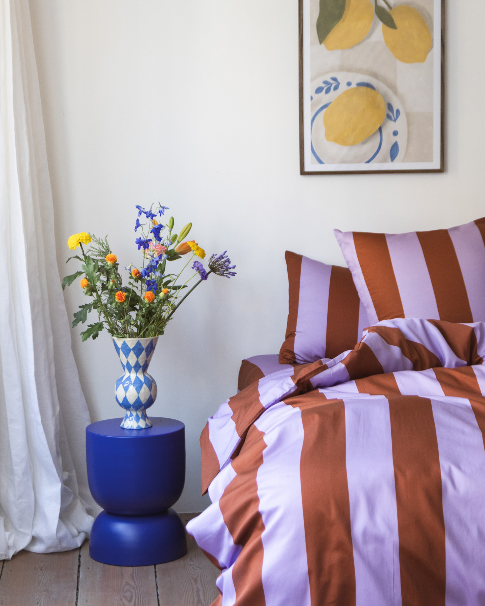 Hoeslaken EMILIO Lavender/Tan